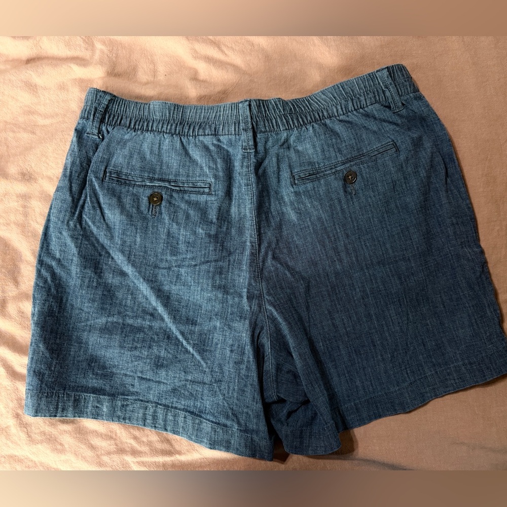 Lands End Women's Elastic Back Classic 5 inch Chambray Shorts - Picture 2 of 3